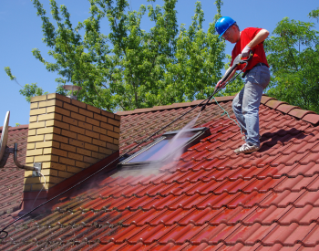 Cleaning roof debris in Burleson